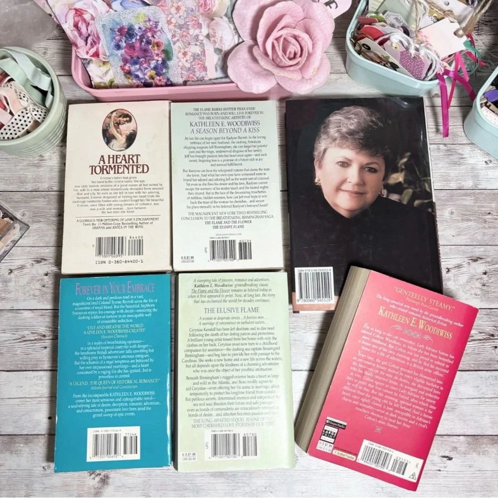 Lot Of 6 Kathleen E. Woodiwiss Historical Romance Novels Vintage Books Stepback